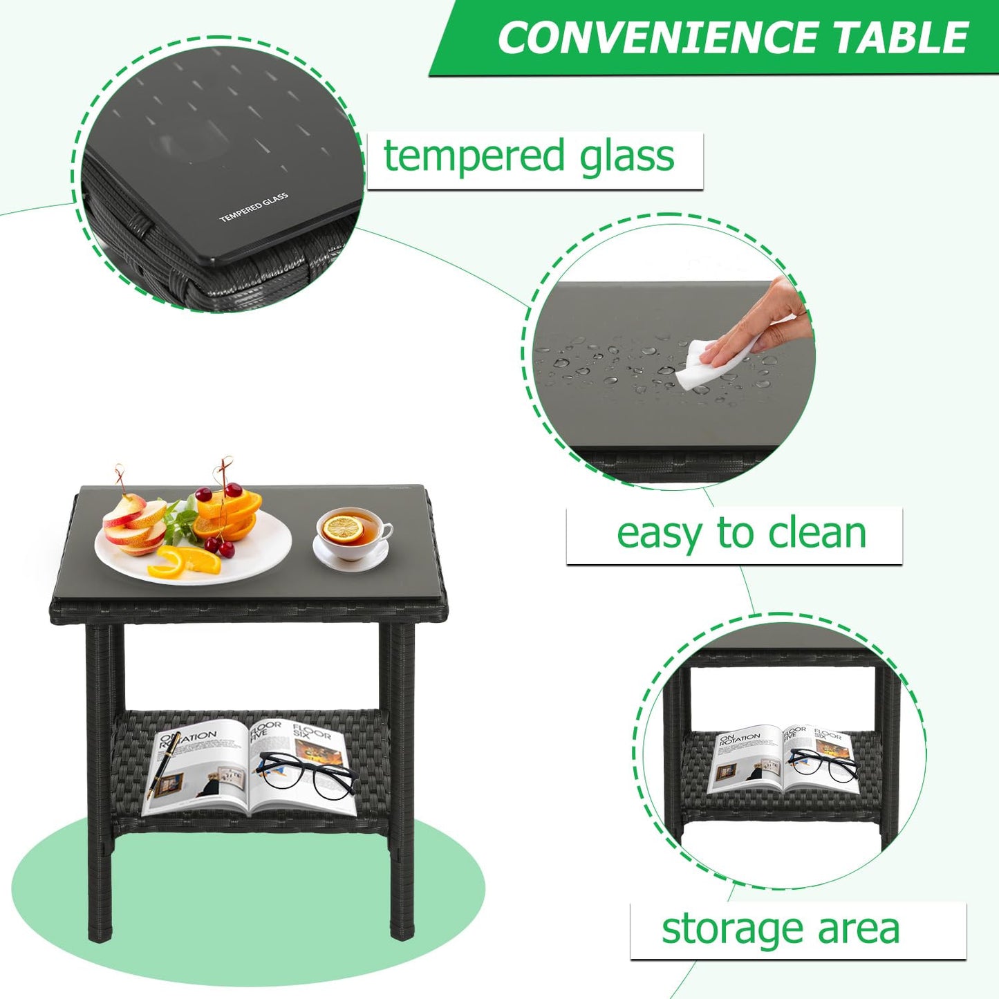 FDW Wicker Outdoor Furniture Patio Furniture Set of 3 Rattan Patio Chairs Outdoor Chairs Patio Conversation Set with Coffee Table for Yard Backyard Lawn Porch Poolside Balcony,Black - CookCave