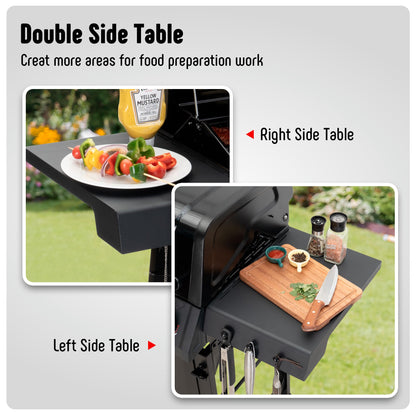 Feasto 4-Burner Propane Gas Grill, Outdoor Grill with 2 Side Tables and Porcelain-Enameled Grates for Patio BBQ, 36000 BTU Powerful for Outdoor Cooking, Black - Perfect for Your Next Backyard BBQ - CookCave