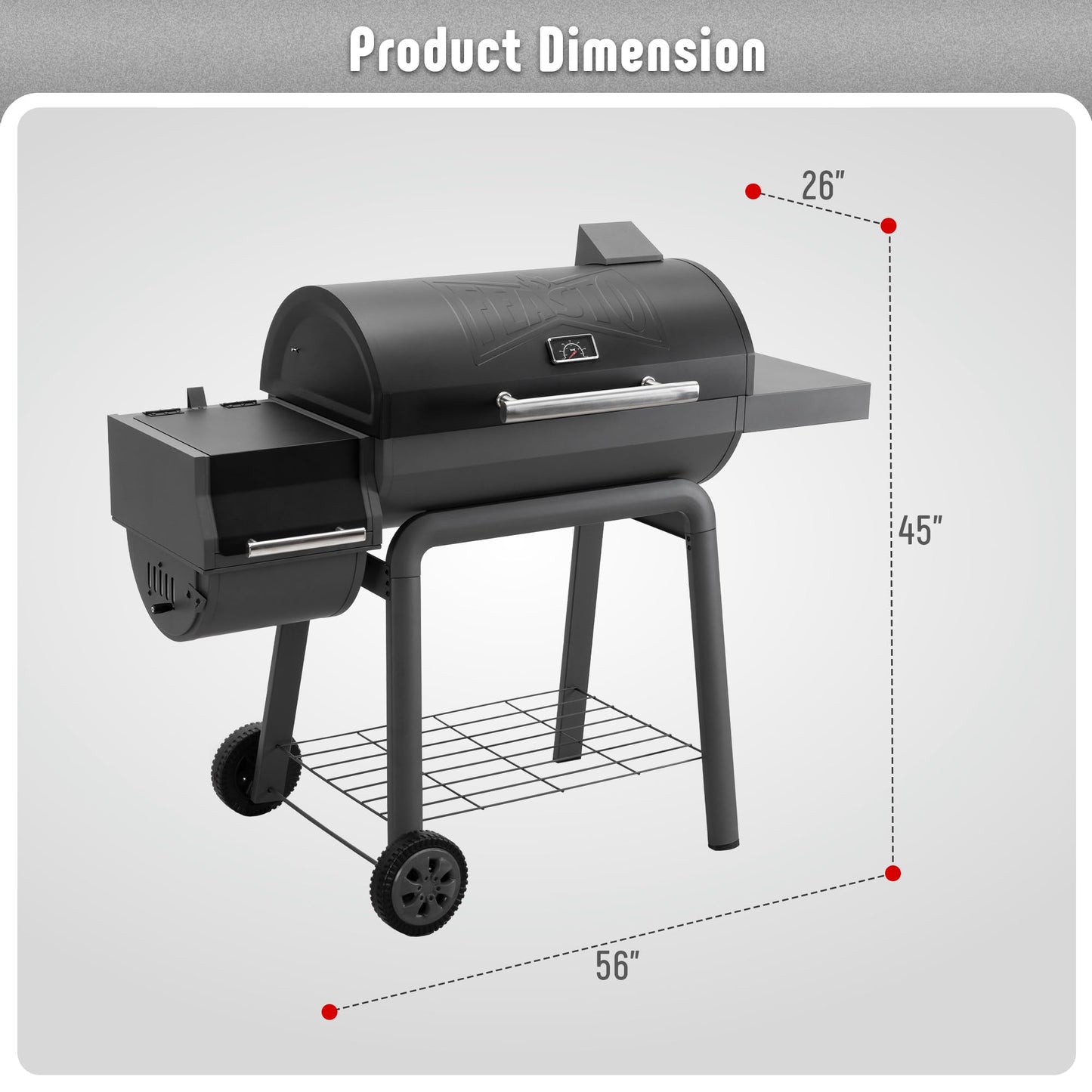 Feasto BBQ Charcoal Grill with Offset Smoker Grill and Side Table, 30-In Heavy-Duty Outdoor BBQ Grill with 832 Sq. In. Cooking Space for Outdoor Barbecue in Backyard, Patio and Parties, Black - CookCave