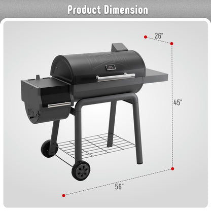 Feasto BBQ Charcoal Grill with Offset Smoker Grill and Side Table, 30-In Heavy-Duty Outdoor BBQ Grill with 832 Sq. In. Cooking Space for Outdoor Barbecue in Backyard, Patio and Parties, Black - CookCave