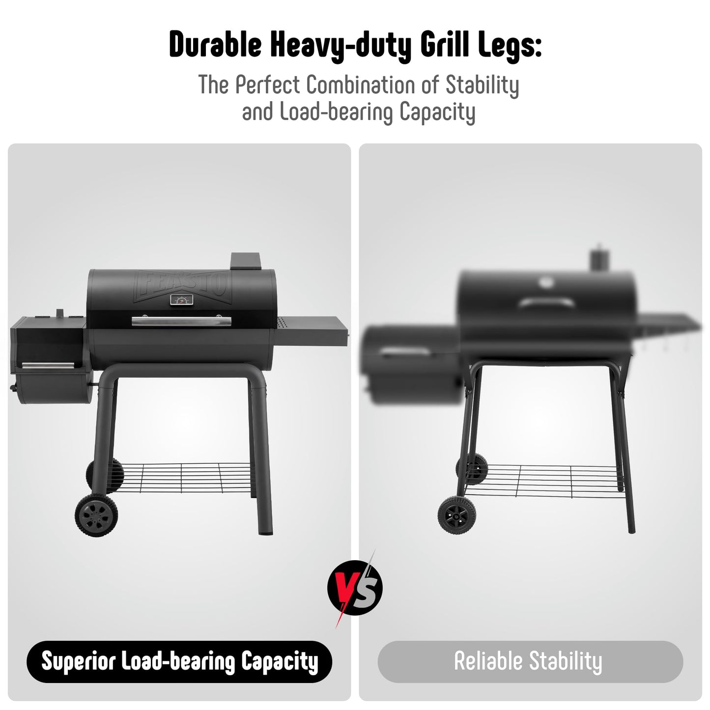 Feasto BBQ Charcoal Grill with Offset Smoker Grill and Side Table, 30-In Heavy-Duty Outdoor BBQ Grill with 832 Sq. In. Cooking Space for Outdoor Barbecue in Backyard, Patio and Parties, Black - CookCave