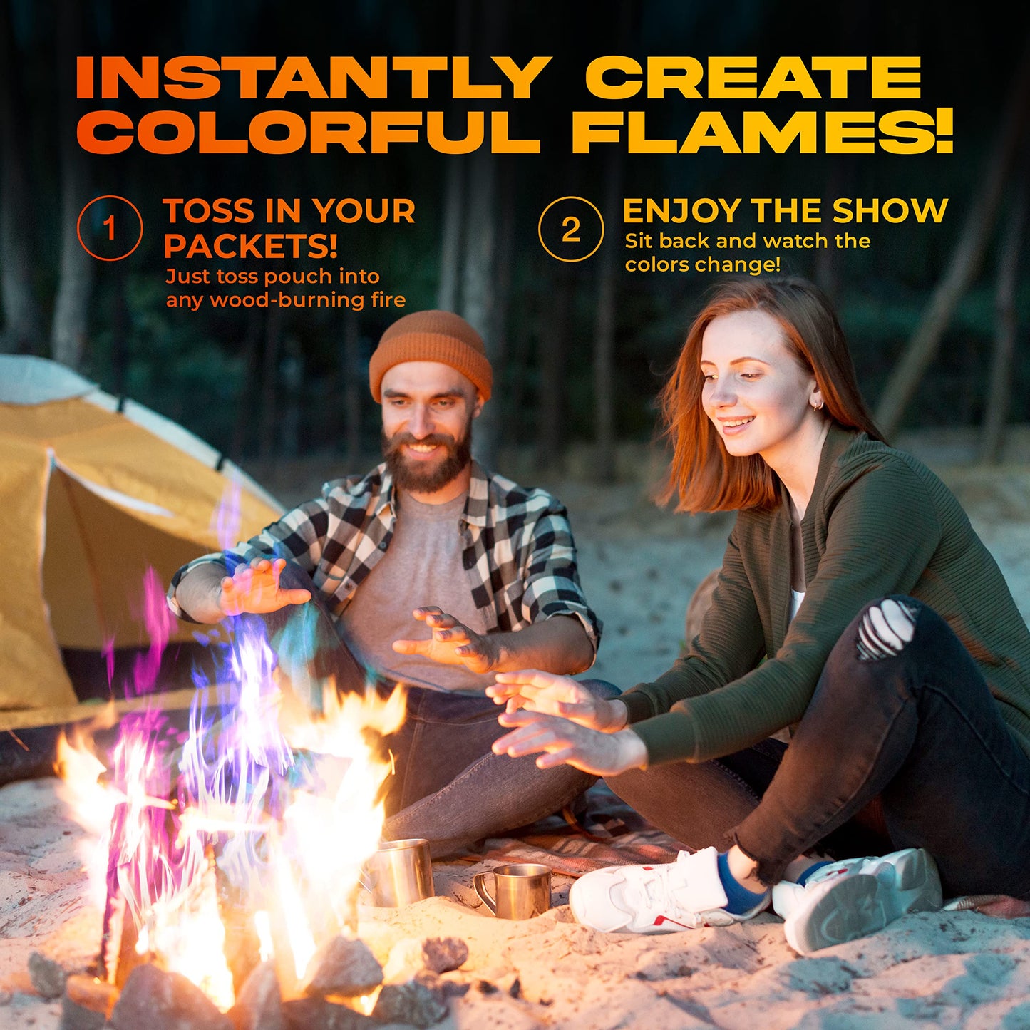 Fire Color Changing Packets Fire Pit (10 Pack) - Perfect for Any Campfire, Bonfire & Outdoor Fireplaces - Perfect Magic Cosmic Mystical Campfire Accessories - Camping Games - CookCave