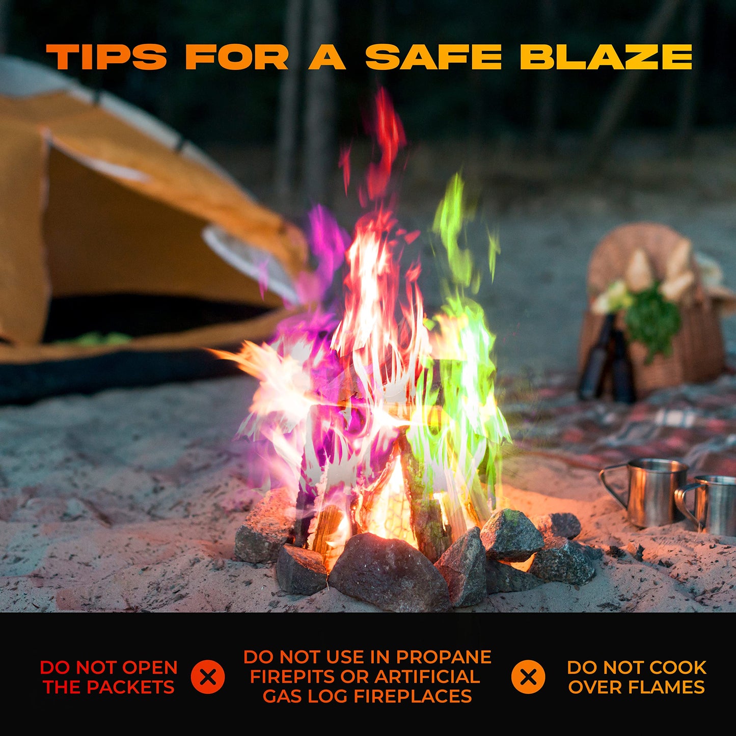 Fire Color Changing Packets Fire Pit (10 Pack) - Perfect for Any Campfire, Bonfire & Outdoor Fireplaces - Perfect Magic Cosmic Mystical Campfire Accessories - Camping Games - CookCave