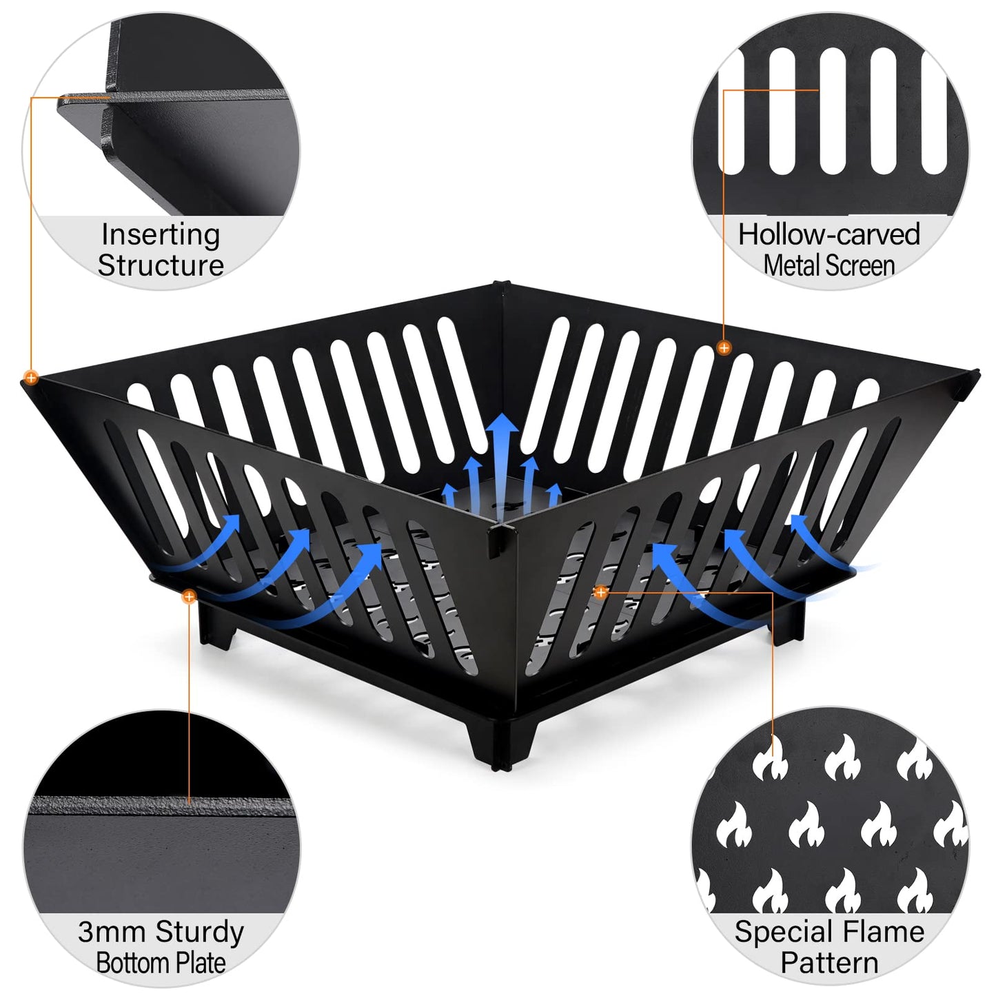 Fire Pit 25 Inch Outdoor Outside Wood Burning Portable Firepit Log Stove Fireplace for BBQ Camping Campfire Bonfire Backyard Garden Picnic Patio with Carrying Bag - CookCave