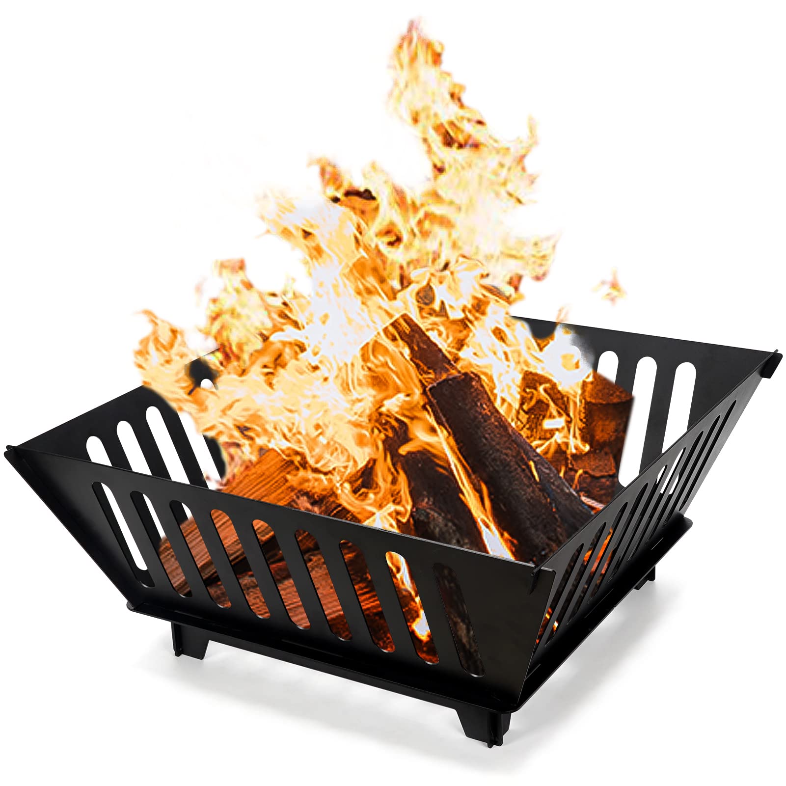 Fire Pit 25 Inch Outdoor Outside Wood Burning Portable Firepit Log Stove Fireplace for BBQ Camping Campfire Bonfire Backyard Garden Picnic Patio with Carrying Bag - CookCave