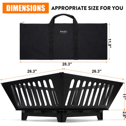 Fire Pit 25 Inch Outdoor Outside Wood Burning Portable Firepit Log Stove Fireplace for BBQ Camping Campfire Bonfire Backyard Garden Picnic Patio with Carrying Bag - CookCave