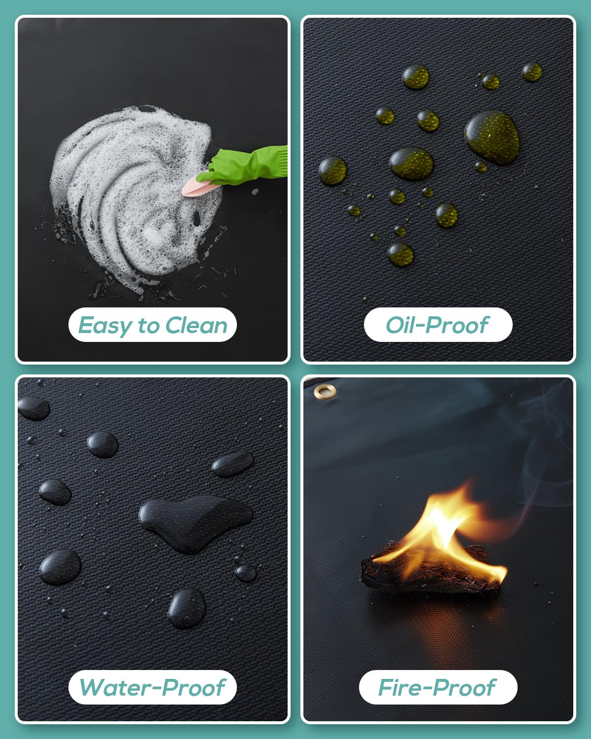 FIREWESS Under Grill Mat for Outdoor Grill, 24 x 42inch Double-Sided Fireproof Grill Pad,Perfect for Outdoor Barbecue Spots,Fireproof, Waterproof, and Oilproof BBQ Protector for Decks and Patios - CookCave