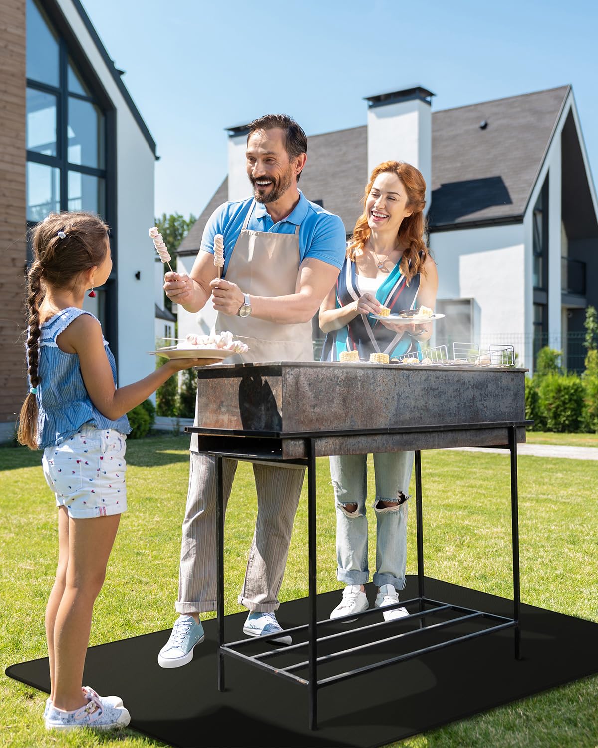 FIREWESS Under Grill Mat for Outdoor Grill, 24 x 42inch Double-Sided Fireproof Grill Pad,Perfect for Outdoor Barbecue Spots,Fireproof, Waterproof, and Oilproof BBQ Protector for Decks and Patios - CookCave