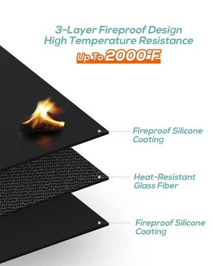 FIREWESS Under Grill Mat for Outdoor Grill, 24 x 42inch Double-Sided Fireproof Grill Pad,Perfect for Outdoor Barbecue Spots,Fireproof, Waterproof, and Oilproof BBQ Protector for Decks and Patios - CookCave