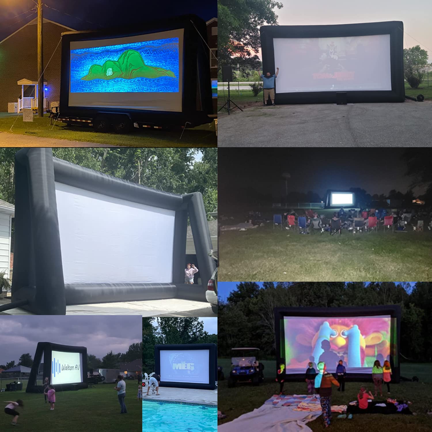 fitnessandfun 30ft Huge Inflatable Projector Screen - Blow Up Outdoor Movie Screens - 360 Inch for TV & Movies - Seamless, Portable, Front & Rear Projection(30ft with Blower) - CookCave