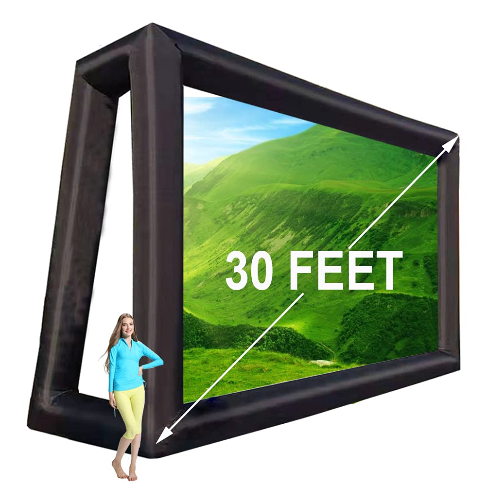 fitnessandfun 30ft Huge Inflatable Projector Screen - Blow Up Outdoor Movie Screens - 360 Inch for TV & Movies - Seamless, Portable, Front & Rear Projection(30ft with Blower) - CookCave