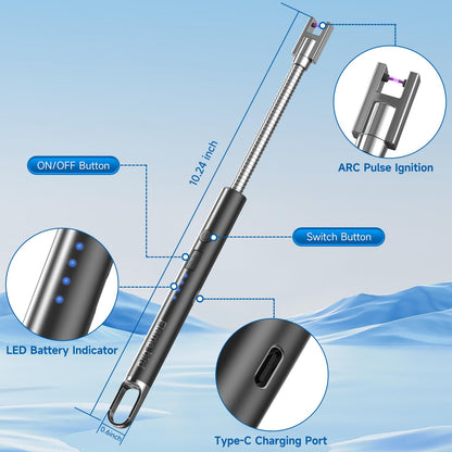 Flame bird 2 Pack Electric Candle Lighter Flameless Arc Windproof Flexible Long Neck USB Rechargeable Lighter for BBQ Grill Fireworks Camping. - CookCave