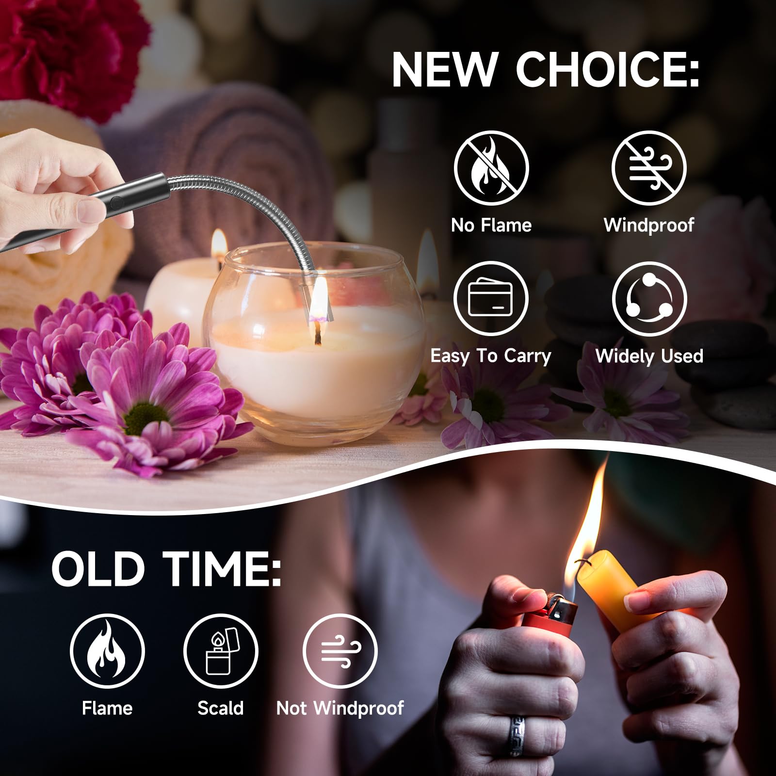 Flame bird 2 Pack Electric Candle Lighter Flameless Arc Windproof Flexible Long Neck USB Rechargeable Lighter for BBQ Grill Fireworks Camping. - CookCave