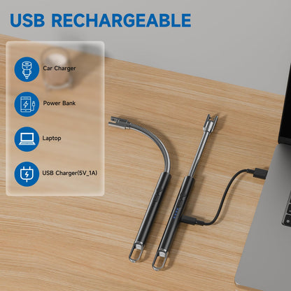 Flame bird 2 Pack Electric Candle Lighter Flameless Arc Windproof Flexible Long Neck USB Rechargeable Lighter for BBQ Grill Fireworks Camping. - CookCave