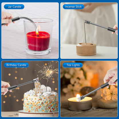 Flame bird 2 Pack Electric Candle Lighter Flameless Arc Windproof Flexible Long Neck USB Rechargeable Lighter for BBQ Grill Fireworks Camping. - CookCave