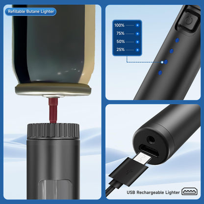 Flame bird 2 Pack Flexible Multi-Purpose Lighter, Long Butane Torch Lighter USB Rechargeable Electric Lighter for Candles BBQ Grill Fireplace Kitchen Camping (NOT PREFILLED) - CookCave