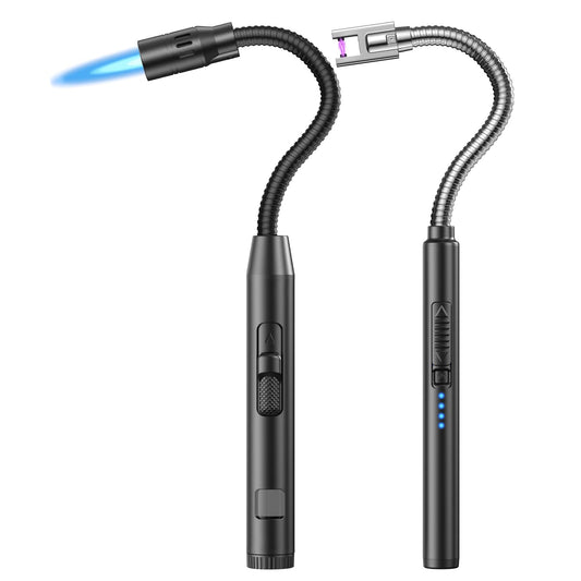 Flame bird 2 Pack Flexible Multi-Purpose Lighter, Long Butane Torch Lighter USB Rechargeable Electric Lighter for Candles BBQ Grill Fireplace Kitchen Camping (NOT PREFILLED) - CookCave