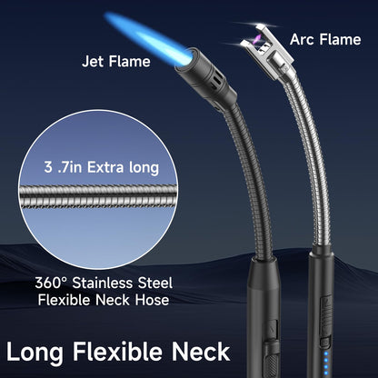 Flame bird 2 Pack Flexible Multi-Purpose Lighter, Long Butane Torch Lighter USB Rechargeable Electric Lighter for Candles BBQ Grill Fireplace Kitchen Camping (NOT PREFILLED) - CookCave