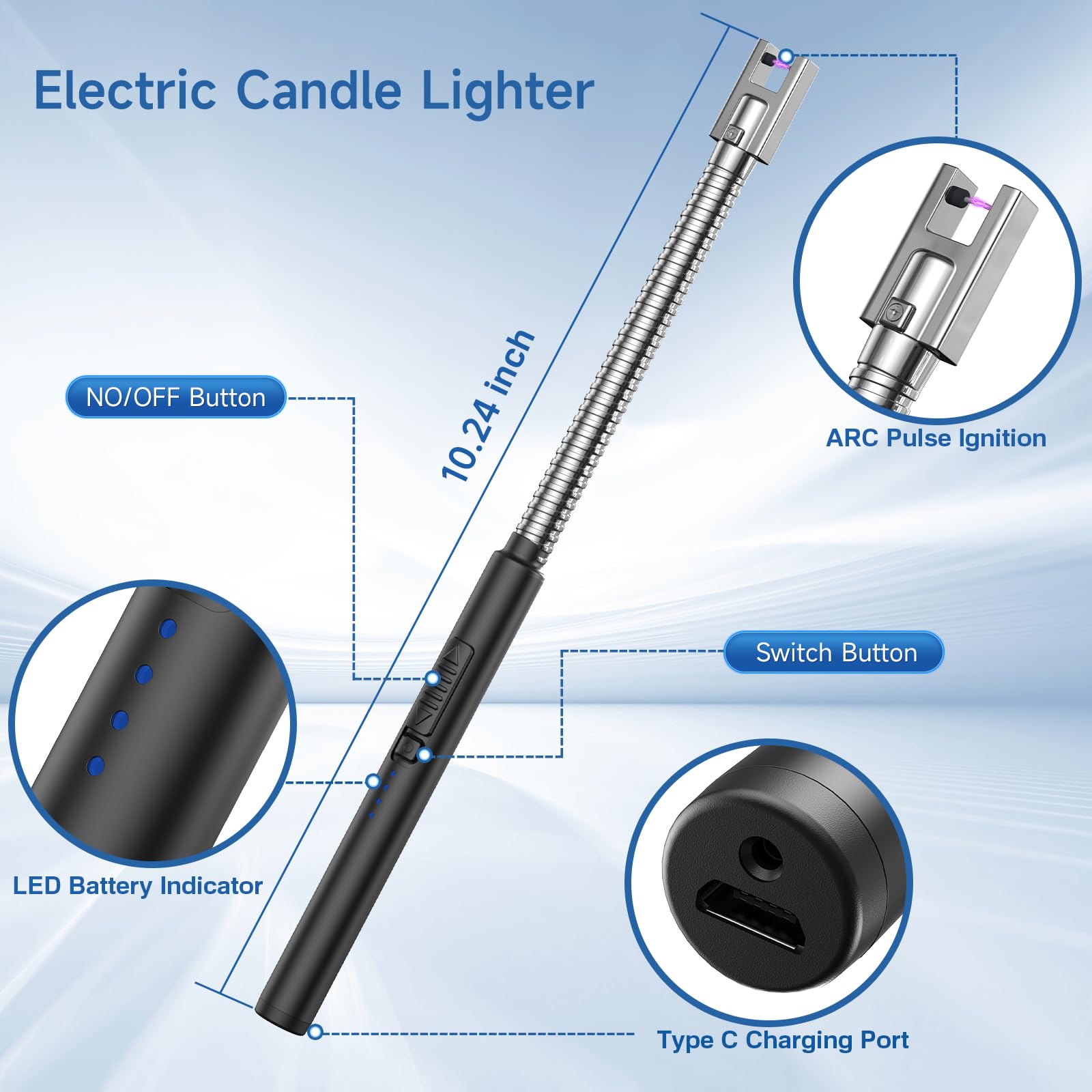 Flame bird 2 Pack Flexible Multi-Purpose Lighter, Long Butane Torch Lighter USB Rechargeable Electric Lighter for Candles BBQ Grill Fireplace Kitchen Camping (NOT PREFILLED) - CookCave