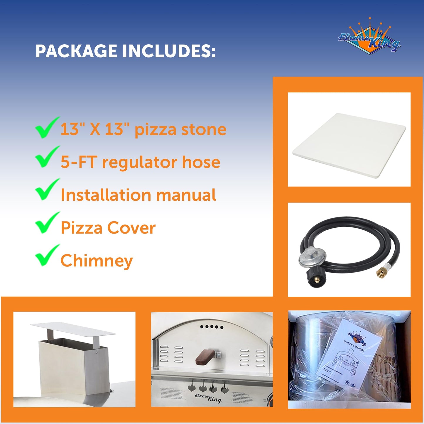 Flame King Propane Gas Pizza & Food Outdoor Oven for Camping, Backyard, Tailgating - CookCave