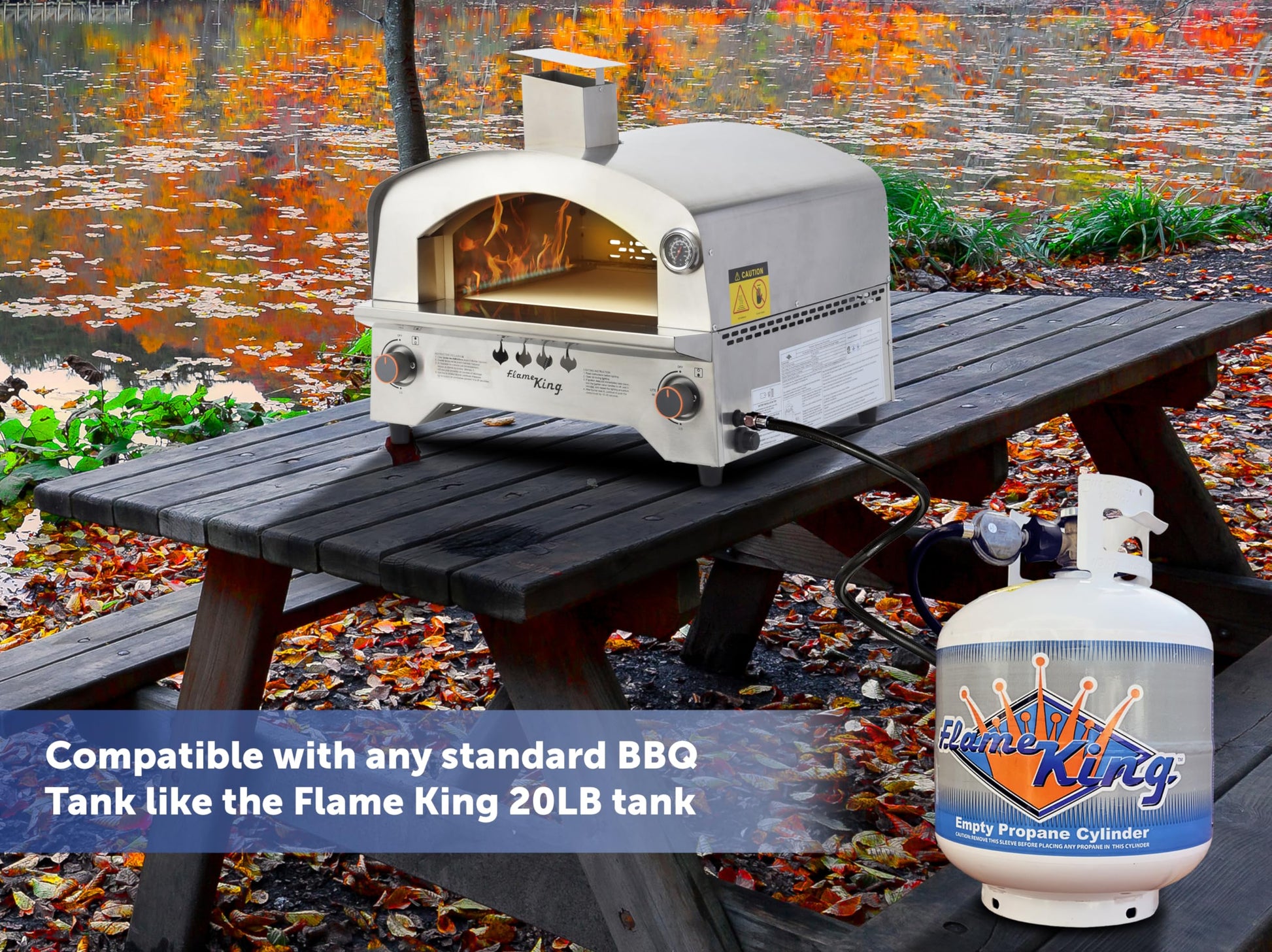 Flame King Propane Gas Pizza & Food Outdoor Oven for Camping, Backyard, Tailgating - CookCave