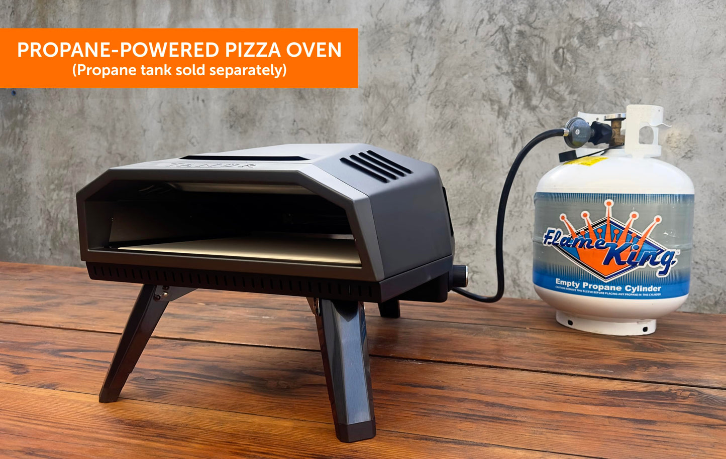 Flame King TANUR 12-inch Portable Outdoor Propane Oven Countertop for Camping, Backyard, and Tailgating, Multiple Air Vents, Piezo Auto Ignition, Non-Stick Pizza Stone, Black - CookCave