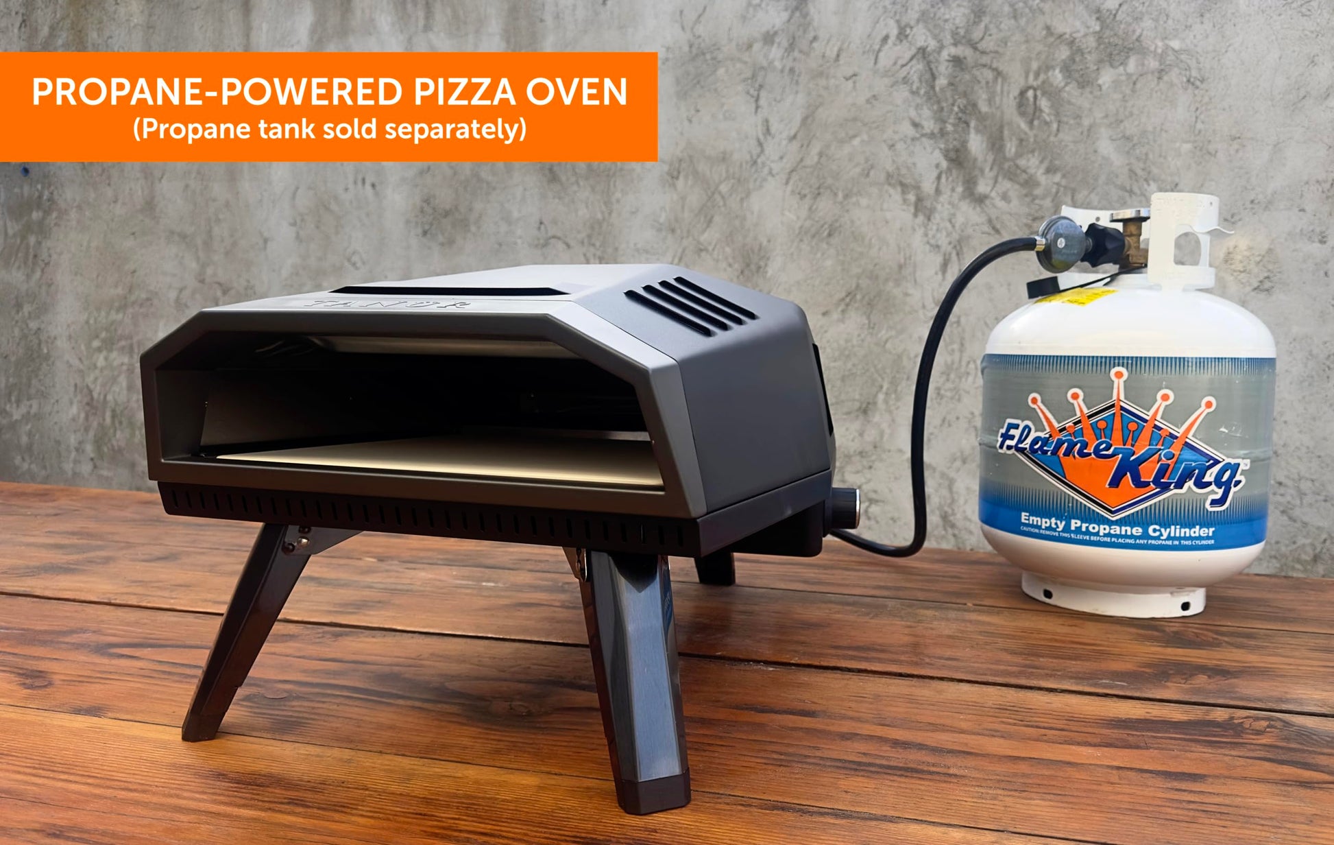 Flame King TANUR 12-inch Portable Outdoor Propane Oven Countertop for Camping, Backyard, and Tailgating, Multiple Air Vents, Piezo Auto Ignition, Non-Stick Pizza Stone, Black - CookCave