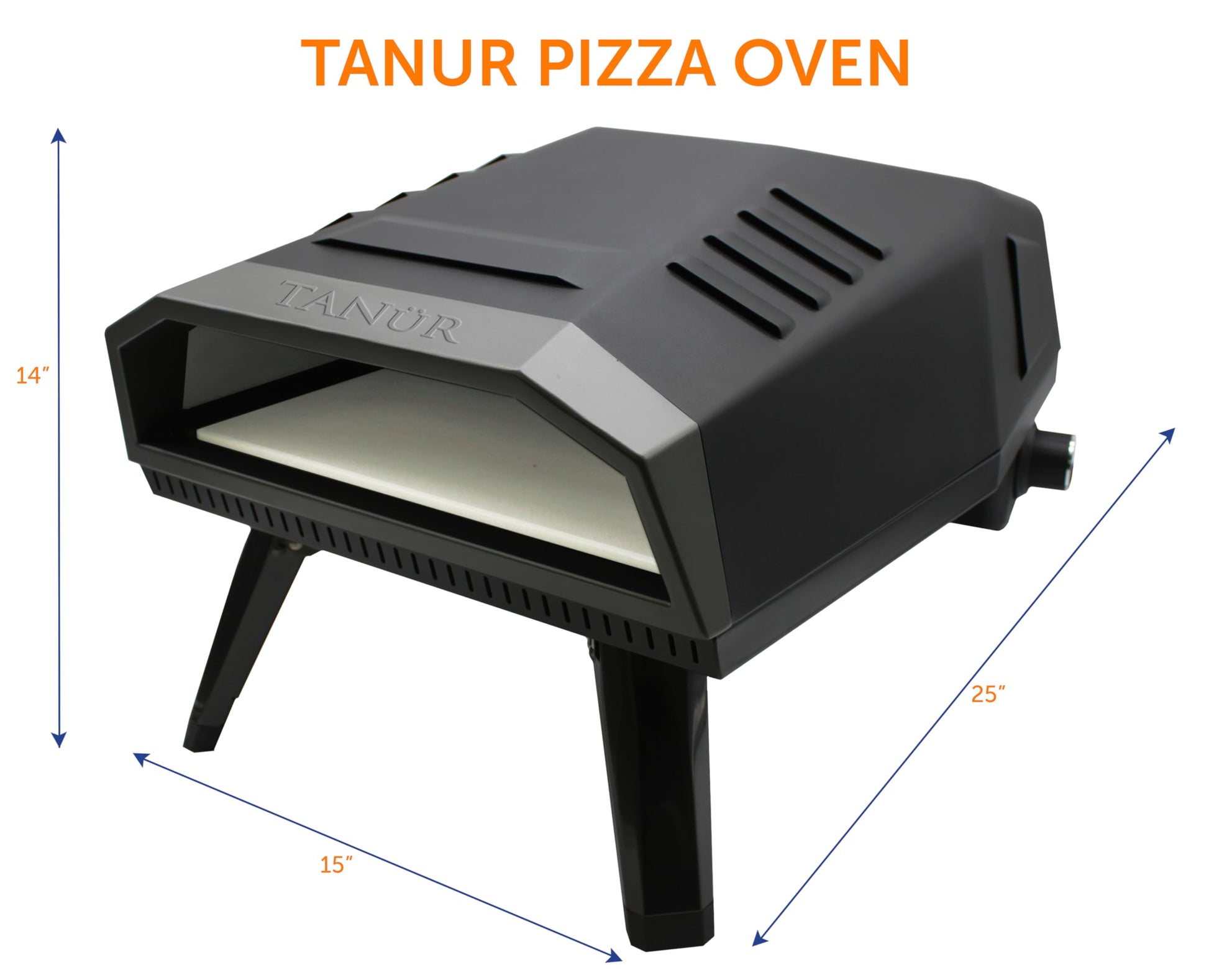 Flame King TANUR 12-inch Portable Outdoor Propane Oven Countertop for Camping, Backyard, and Tailgating, Multiple Air Vents, Piezo Auto Ignition, Non-Stick Pizza Stone, Black - CookCave