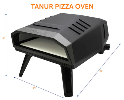 Flame King TANUR 12-inch Portable Outdoor Propane Oven Countertop for Camping, Backyard, and Tailgating, Multiple Air Vents, Piezo Auto Ignition, Non-Stick Pizza Stone, Black - CookCave