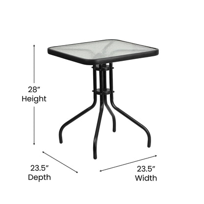 Flash Furniture Barker 23.5'' Square Tempered Glass Metal Table - CookCave