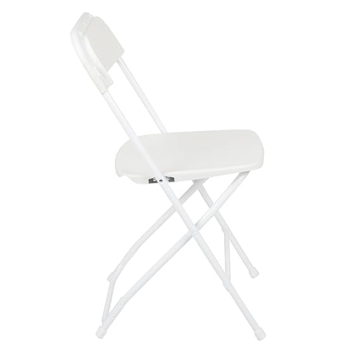Flash Furniture Hercules Set of 10 Indoor/Outdoor Heavy-Duty Plastic Folding Chairs, Foldable Commercial Stacking Chairs with 650-lb. Static Weight Capacity, White - CookCave