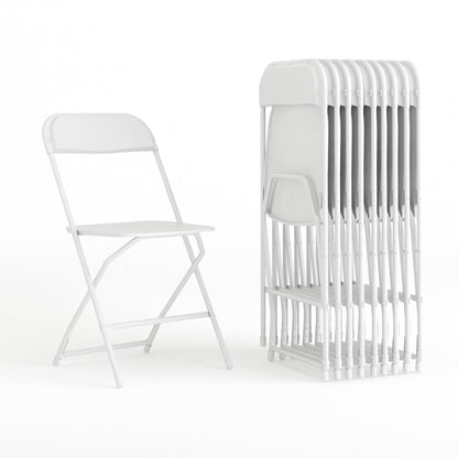 Flash Furniture Hercules Set of 10 Indoor/Outdoor Heavy-Duty Plastic Folding Chairs, Foldable Commercial Stacking Chairs with 650-lb. Static Weight Capacity, White - CookCave