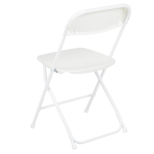 Flash Furniture Hercules Set of 10 Indoor/Outdoor Heavy-Duty Plastic Folding Chairs, Foldable Commercial Stacking Chairs with 650-lb. Static Weight Capacity, White - CookCave