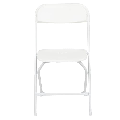 Flash Furniture Hercules Set of 10 Indoor/Outdoor Heavy-Duty Plastic Folding Chairs, Foldable Commercial Stacking Chairs with 650-lb. Static Weight Capacity, White - CookCave