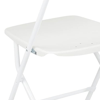 Flash Furniture Hercules Set of 10 Indoor/Outdoor Heavy-Duty Plastic Folding Chairs, Foldable Commercial Stacking Chairs with 650-lb. Static Weight Capacity, White - CookCave