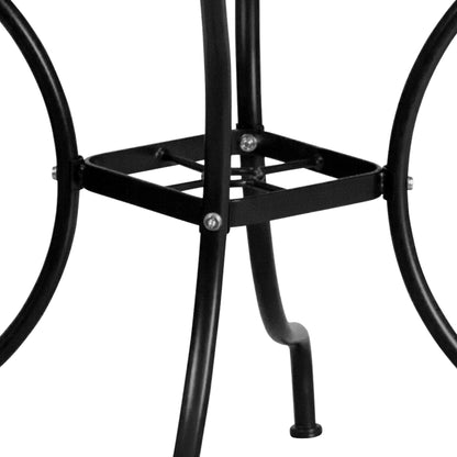 Flash Furniture Oia 5-Piece Commercial Grade Steel Patio Table and Chairs Set, Outdoor Dining Set with Square Table and 4 Round Back Chairs, Black - CookCave