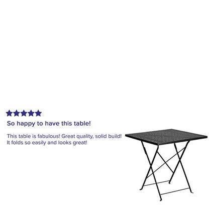 Flash Furniture Oia Commercial Grade 28" Square Black Indoor-Outdoor Steel Folding Patio Table - CookCave