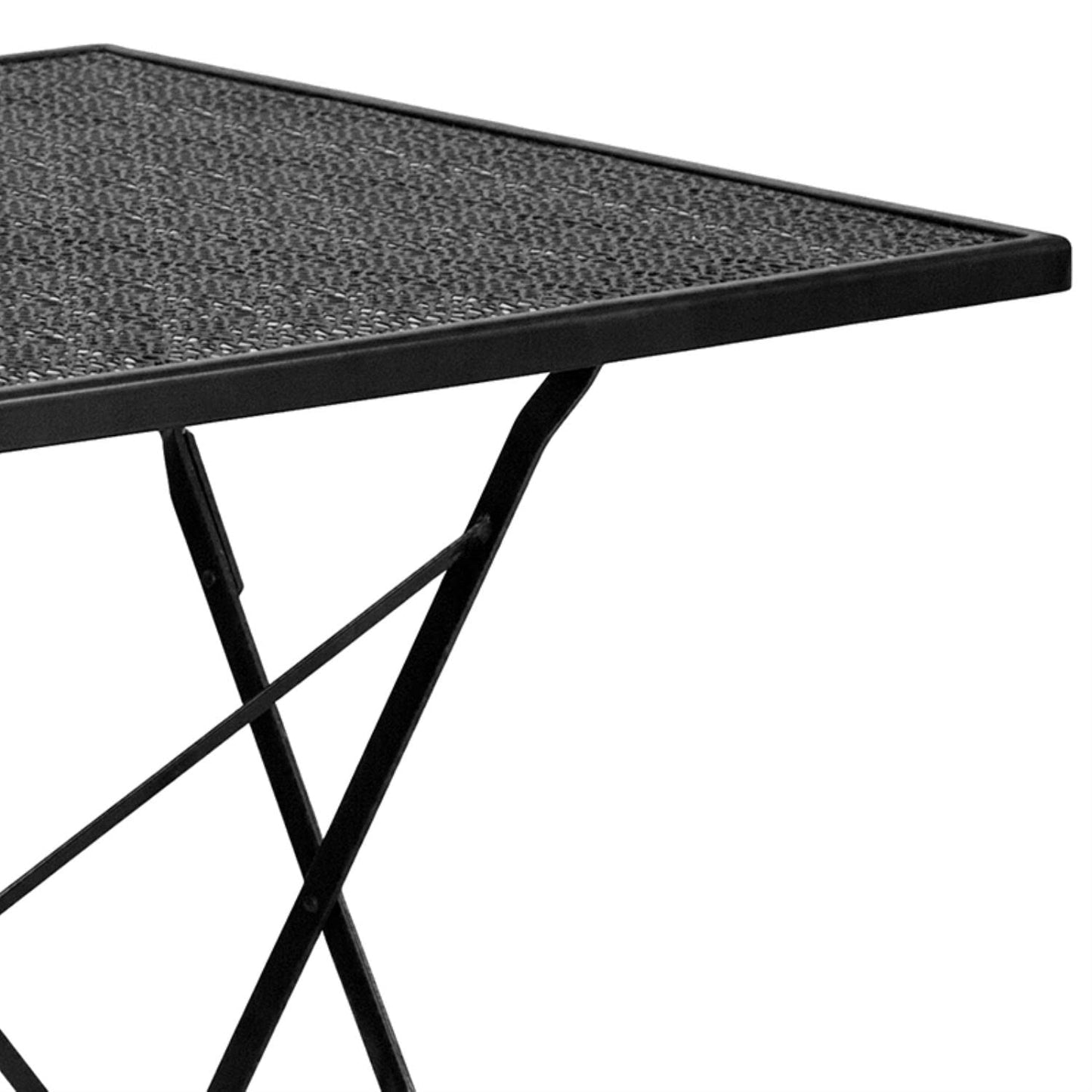 Flash Furniture Oia Commercial Grade 28" Square Black Indoor-Outdoor Steel Folding Patio Table - CookCave