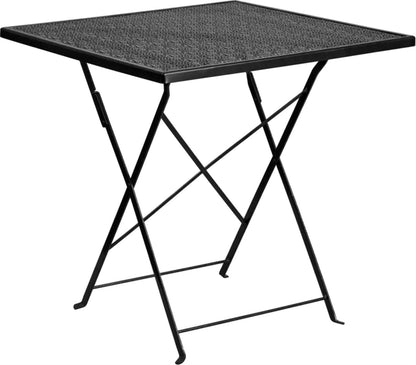 Flash Furniture Oia Commercial Grade 28" Square Black Indoor-Outdoor Steel Folding Patio Table - CookCave