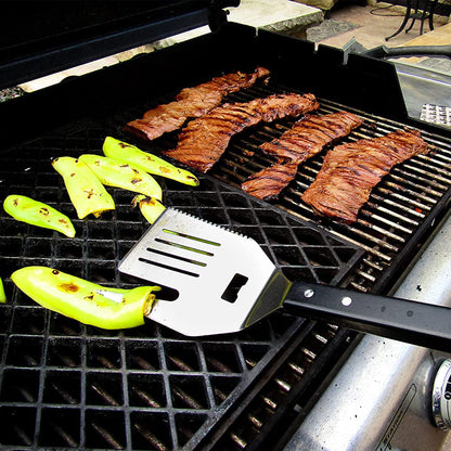 FLIPFORK Boss 5 in 1 Grill Spatula with Knife, Fork, Bottle Opener and Turner BBQ Tools. All in One Grill Accessories Set for Outdoor Grills. 18 inch Grilling Accessories BBQ Set (Black) - CookCave