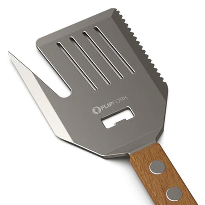 FlipFork Boss - 5 in 1 Grill Spatula with Knife, Fork, Bottle Opener and Turner BBQ Tools. All in One Grill Accessories Set for Outdoor Grills. 18 inch Grilling Accessories BBQ Set - CookCave