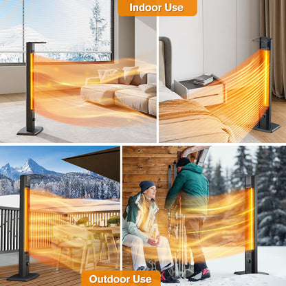 FLOWBREEZE Patio Heater, Portable Outdoor Heater, 1200W, 3S Instant Heating, Infrared Heater with 60°Oscillating, 180min Timer, Tip-over Protection, Super Quiet Electric Heaters for Indoor Outdoor Use - CookCave