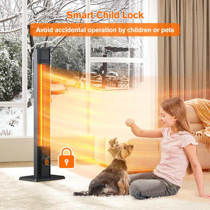 FLOWBREEZE Patio Heater, Portable Outdoor Heater, 1200W, 3S Instant Heating, Infrared Heater with 60°Oscillating, 180min Timer, Tip-over Protection, Super Quiet Electric Heaters for Indoor Outdoor Use - CookCave