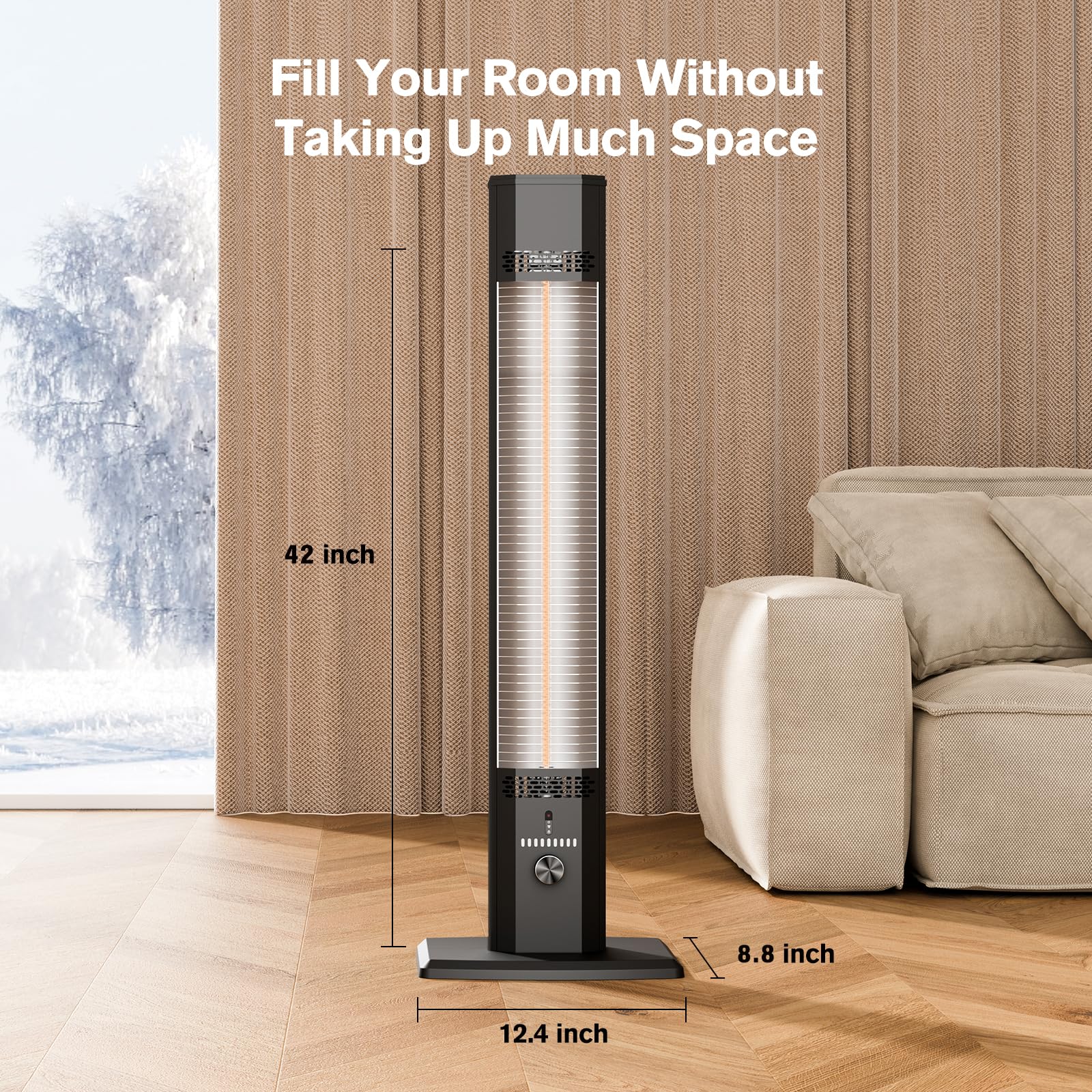 FLOWBREEZE Patio Heater, Portable Outdoor Heater, 1200W, 3S Instant Heating, Infrared Heater with 60°Oscillating, 180min Timer, Tip-over Protection, Super Quiet Electric Heaters for Indoor Outdoor Use - CookCave