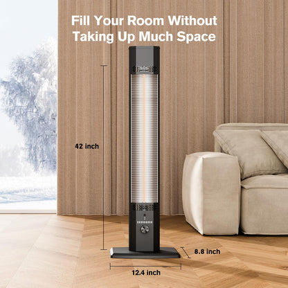 FLOWBREEZE Patio Heater, Portable Outdoor Heater, 1200W, 3S Instant Heating, Infrared Heater with 60°Oscillating, 180min Timer, Tip-over Protection, Super Quiet Electric Heaters for Indoor Outdoor Use - CookCave