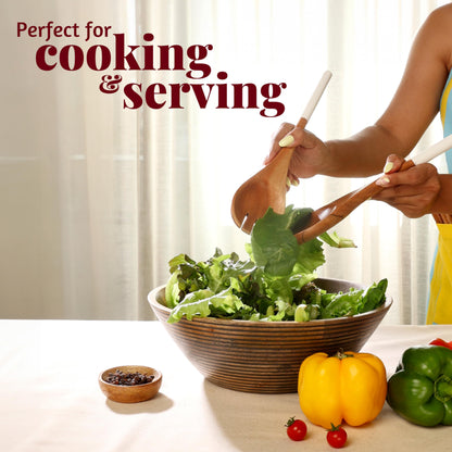 Folkulture Wooden Spoons for Cooking, Set of 5 Wooden Utensils for Cooking, Nonstick Wooden Cooking Utensils, Wooden Cooking Utensils, 12" Kitchen Utensil Sets with Wooden Spoon Sets &Wooden Spatula - CookCave