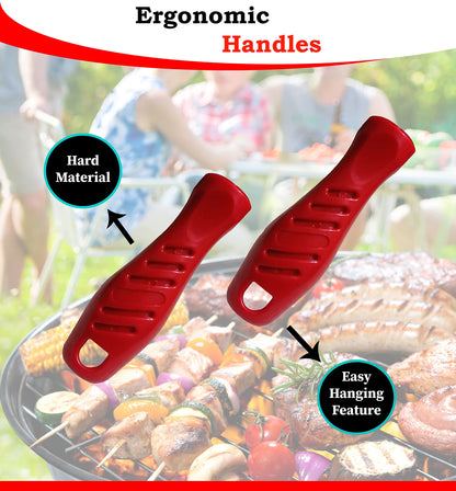 Food Flipper & Turners - Pigtail Flipper - 16 and 12 Inches BBQ Meat Turners - Long & Short 304 Stainless Steel Hook - Meat, Fish, Vegetable Cooking Set - BBQ Accessories - Barbecue Tongs - BBQ Fork - CookCave