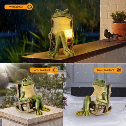 FOXMIS Miniature Frog Garden Statue Mom Gifts Home Decorations Fairy Garden Accessories Outdoor Lights Solar Garden Frog Decor Art Housewarming Gift for Patio,Yard,Lawn Ornament,3.89"x2.36"x3.93 - CookCave