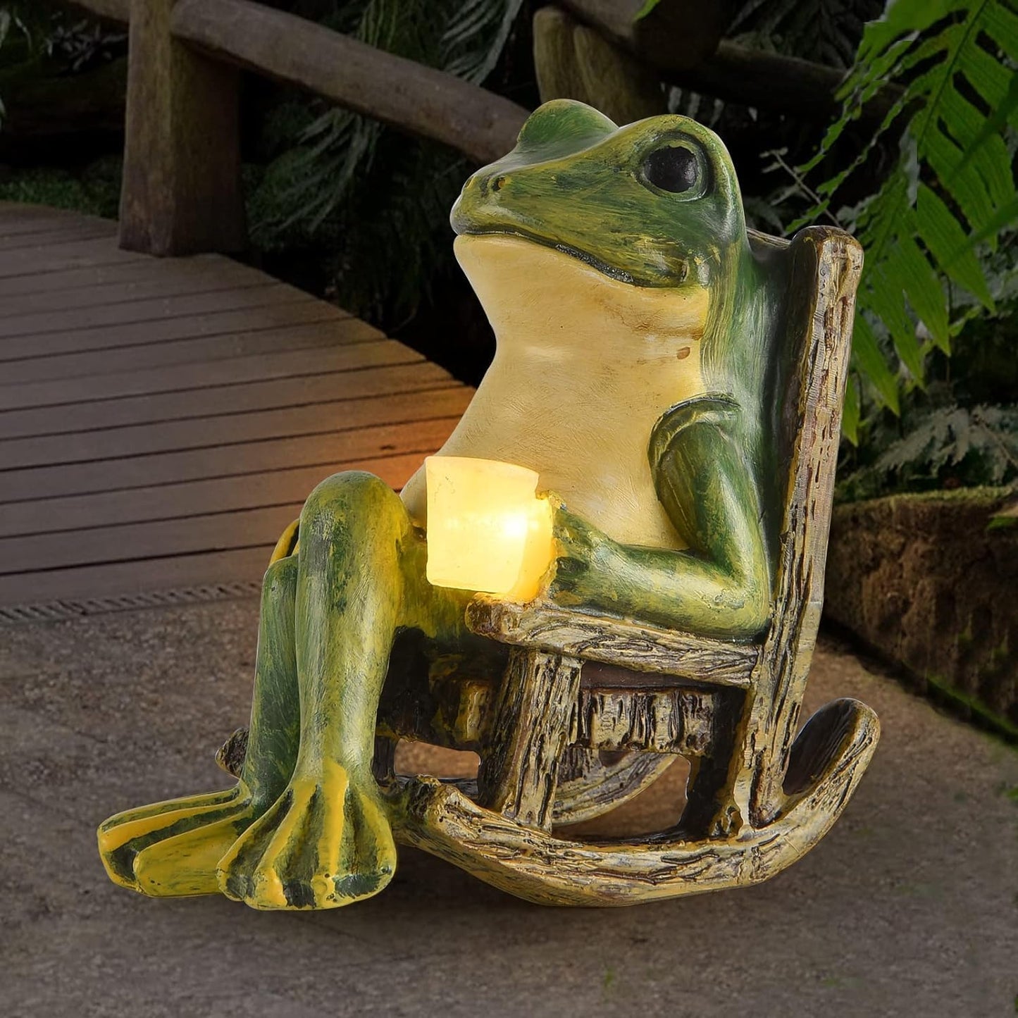 FOXMIS Miniature Frog Garden Statue Mom Gifts Home Decorations Fairy Garden Accessories Outdoor Lights Solar Garden Frog Decor Art Housewarming Gift for Patio,Yard,Lawn Ornament,3.89"x2.36"x3.93 - CookCave
