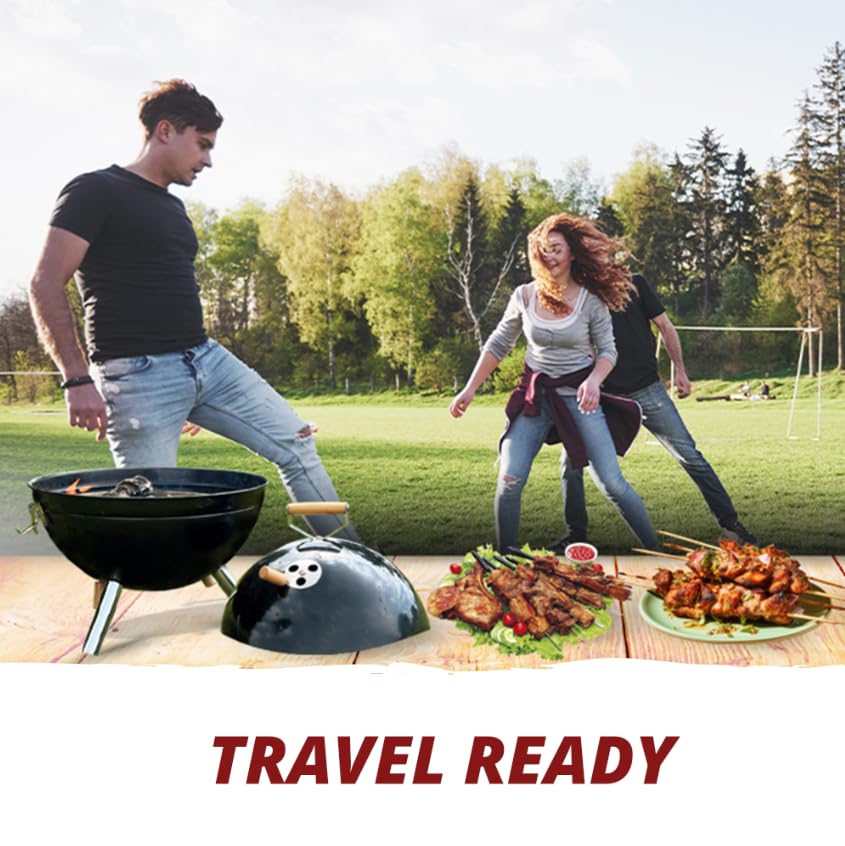 Freedom Stove 12 Inch Portable Outdoor Charcoal Grill - Lightweight - Latching Lid - Tailgating, Camping, Family Gatherings - Black - CookCave